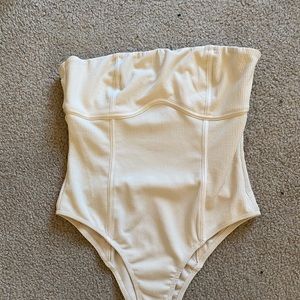 Princess Polly cream ribbed bodysuit